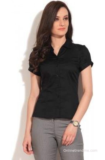 Allen Solly Formal Short Sleeve Solid Women's Top Allen Solly Formal Short Sleeve Solid Women's Top